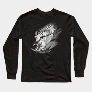 Flying Eagle with Striking Talons on Fire Long Sleeve T-Shirt